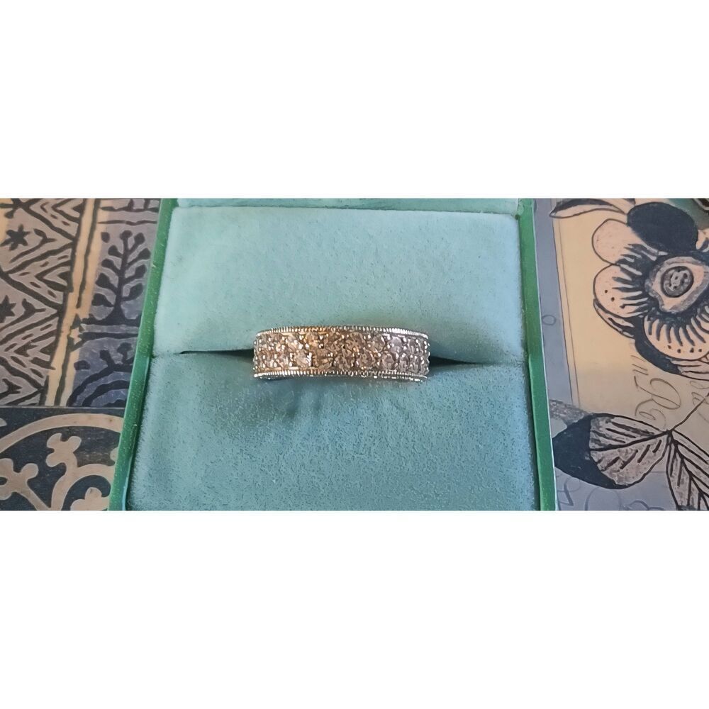 5 Ct. Signed PAJ Pave Round Cut "All Around the World" Eternity Band Ring Sz 8